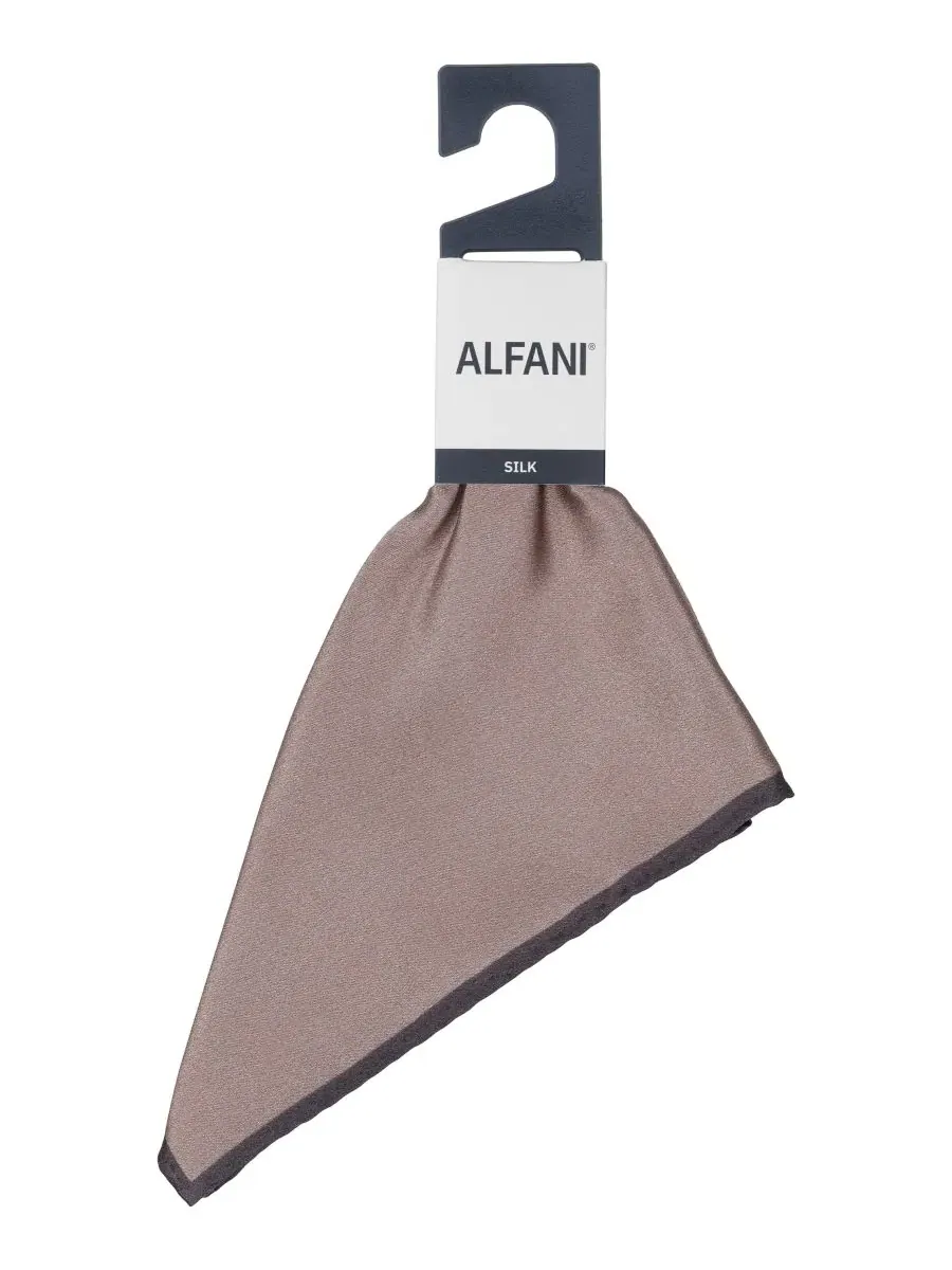 Мужской шелковый однотонный нагрудный платок с закругленным краем Alfani — изображение 3 из 3, тауп