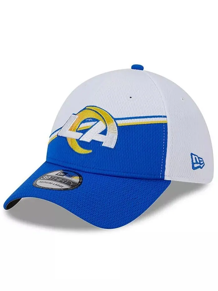 Мужская белая кепка Royal Los Angeles Rams 2023 Sideline 39THIRTY Flex New Era — изображение 3 из 4, белый