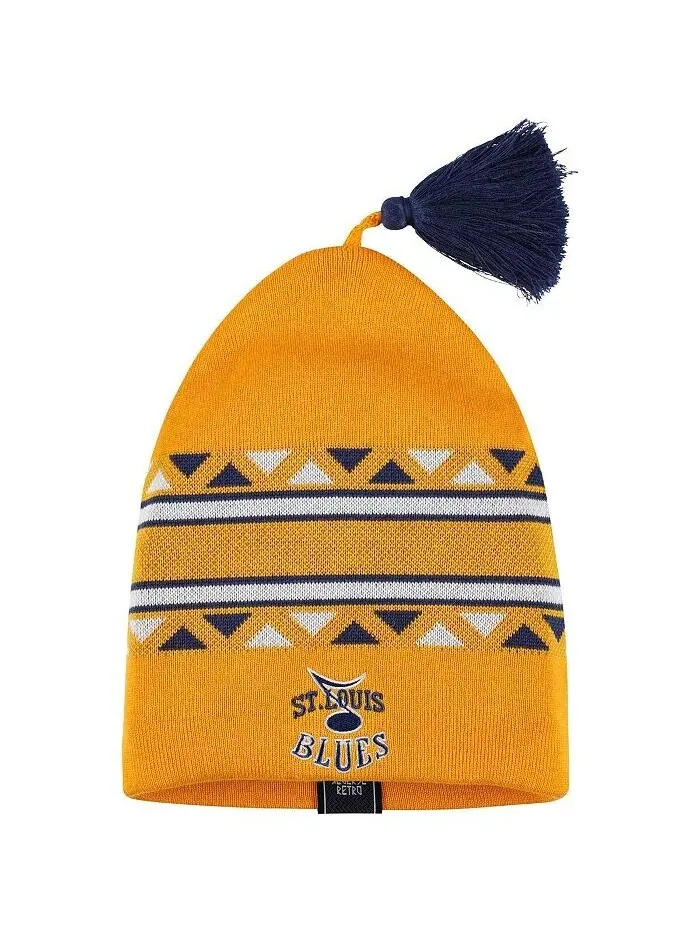 Мужская золотая шапка-бини St. Louis Blues Reverse Retro с кисточкой adidas