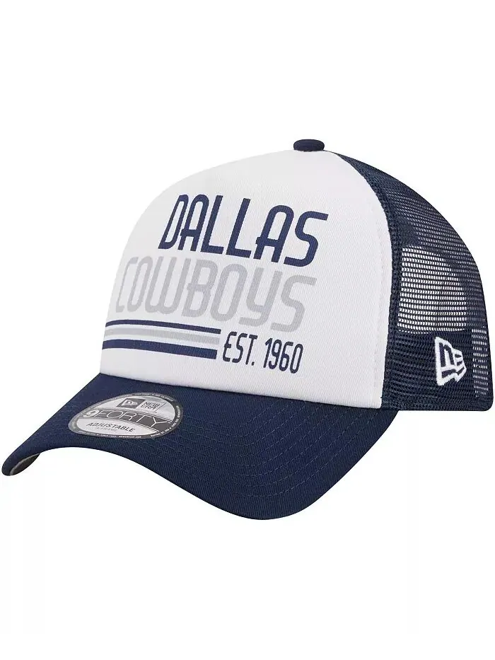 Мужская белая, темно-синяя кепка Dallas Cowboys Stacked A-Frame Trucker 9FORTY Adjustable New Era
