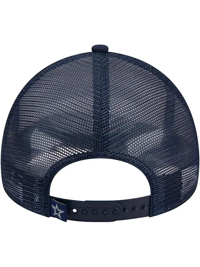 Мужская белая, темно-синяя кепка Dallas Cowboys Stacked A-Frame Trucker 9FORTY Adjustable New Era — изображение 3 из 4