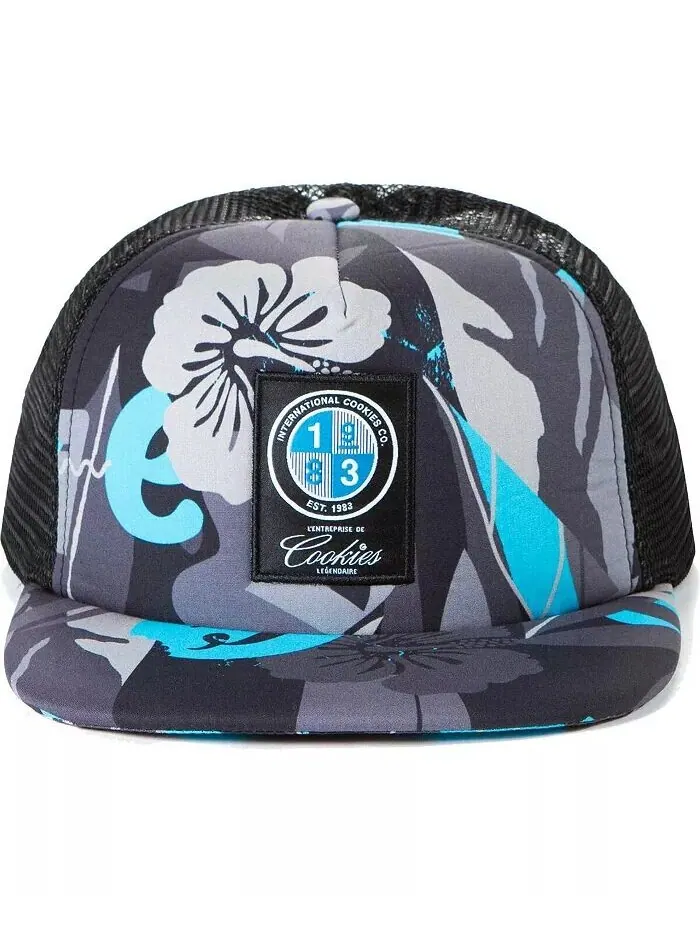 Мужская одежда Черная шляпа Trucker Snapback со сплошным принтом Corsica Cookies — изображение 2 из 4, черный