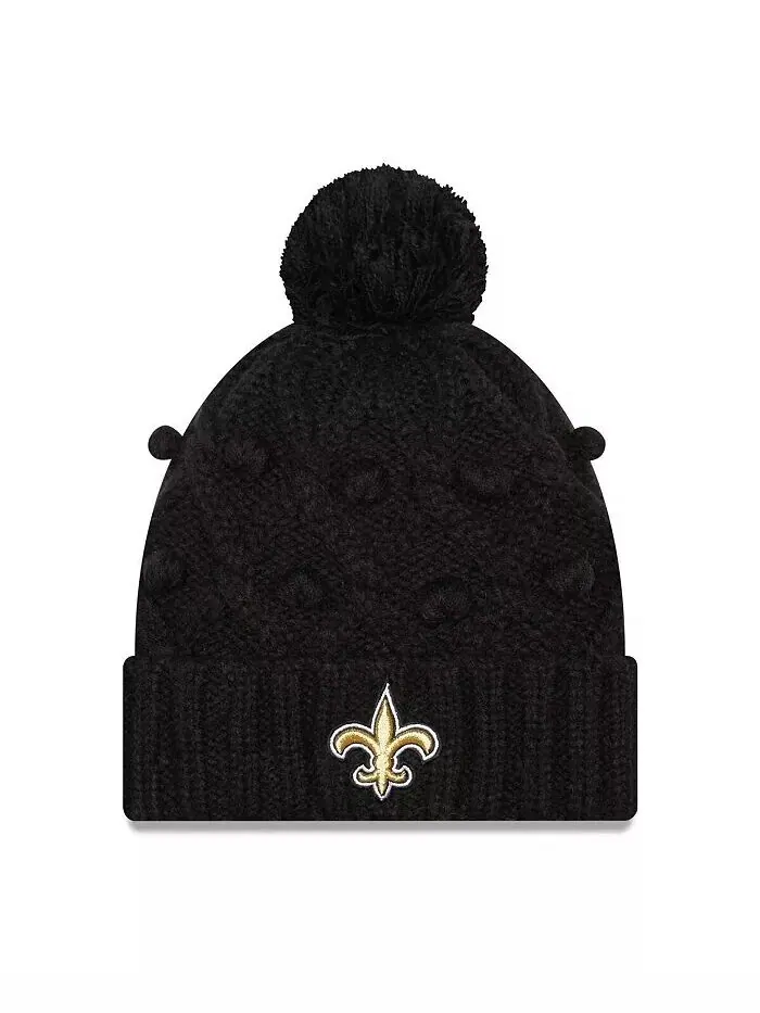 Женская черная вязаная шапка New Orleans Saints Toasty с манжетами и помпоном New Era — изображение 1 из 2, черный