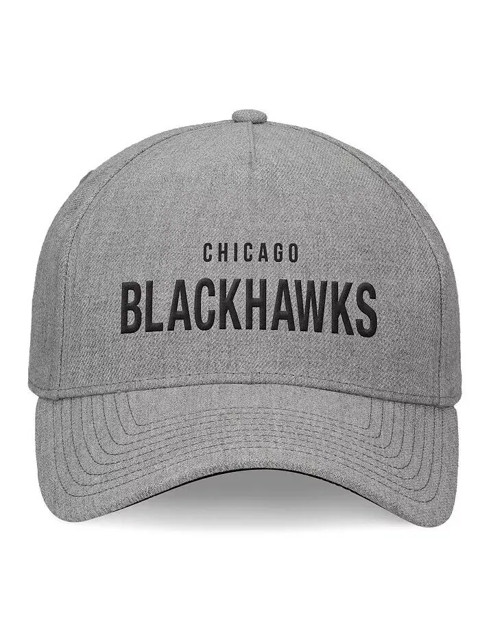 Мужская кожаная шляпа с А-образной рамкой и ремешком Chicago Blackhawks Elements Heather Grey — изображение 2 из 4, серый