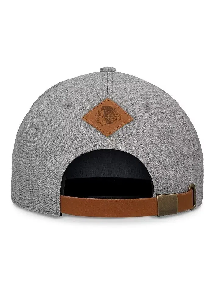 Мужская кожаная шляпа с А-образной рамкой и ремешком Chicago Blackhawks Elements Heather Grey — изображение 4 из 4, серый