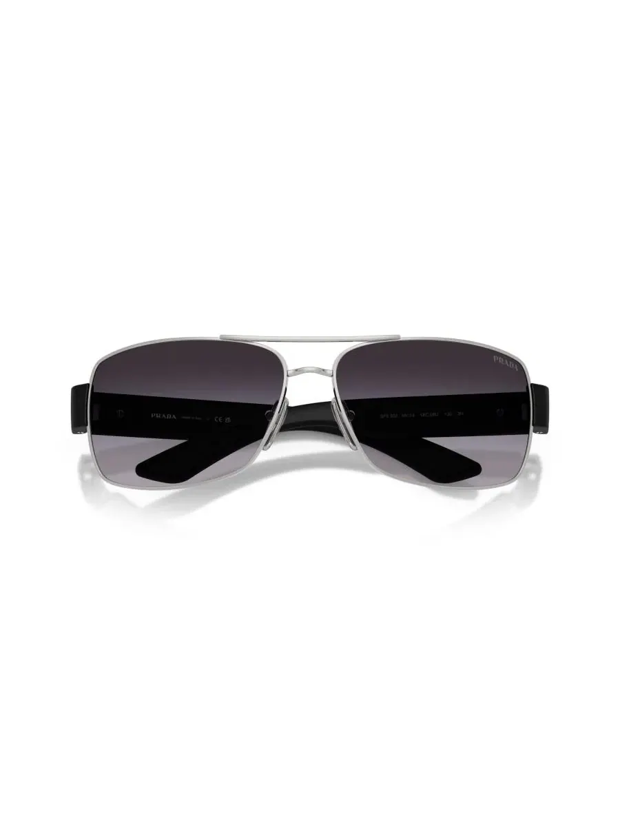 Мужские солнцезащитные очки с геометрическим рисунком, PS B52S PRADA LINEA ROSSA — изображение 4 из 6, серебряный