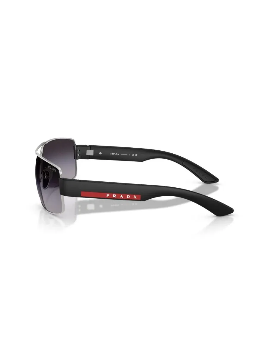 Мужские солнцезащитные очки с геометрическим рисунком, PS B52S PRADA LINEA ROSSA — изображение 5 из 6, серебряный