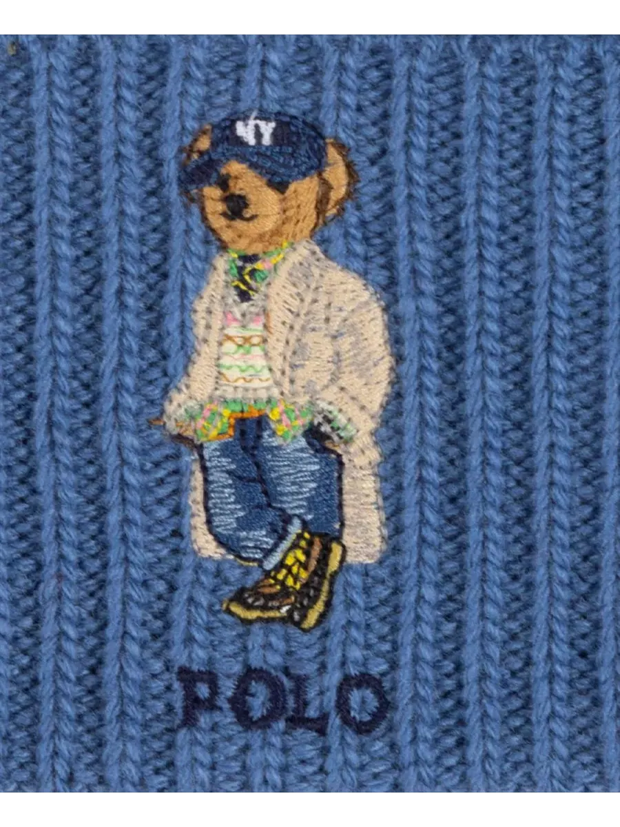 Шапка-бини с вышивкой Polo Bear Litchfield Bear Beanie Polo Ralph Lauren — изображение 3 из 4, синий