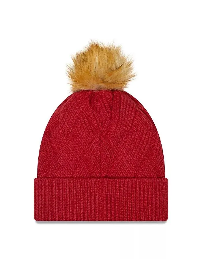 Женская вязаная шапка Cardinal Arizona Cardinals Snowy с манжетами и помпоном New Era — изображение 2 из 2, красный