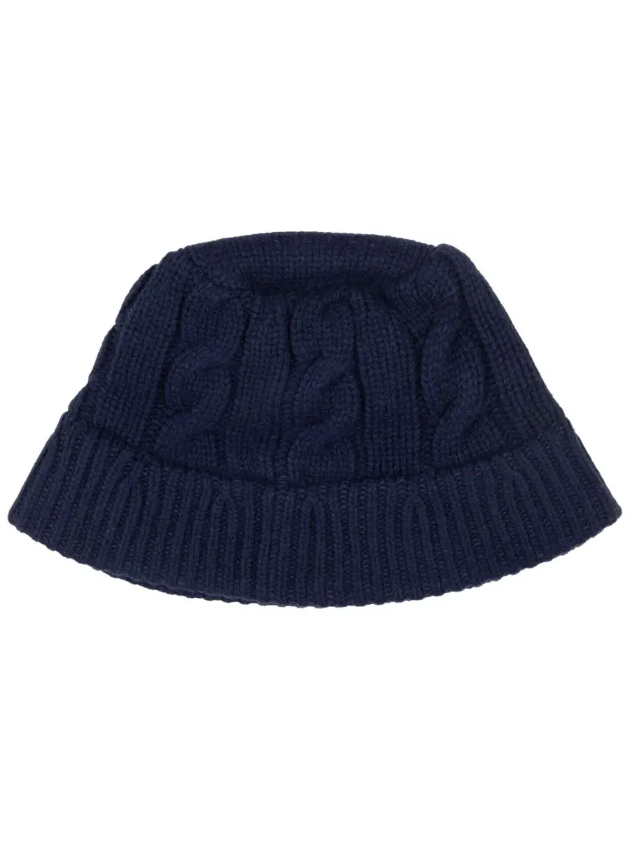 Вязаная шапка-бини с косами Polo Ralph Lauren — изображение 2 из 4, темно-синий