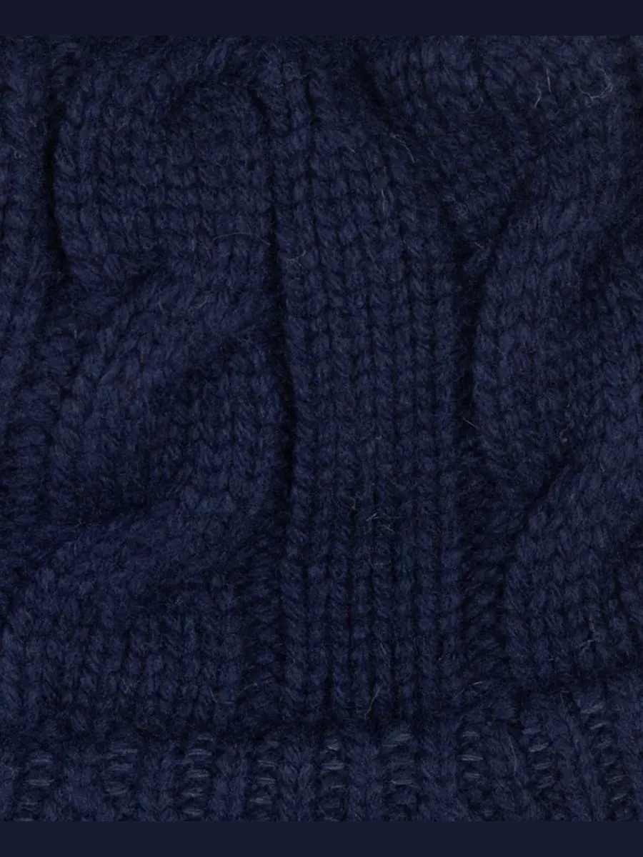 Вязаная шапка-бини с косами Polo Ralph Lauren — изображение 3 из 4, темно-синий
