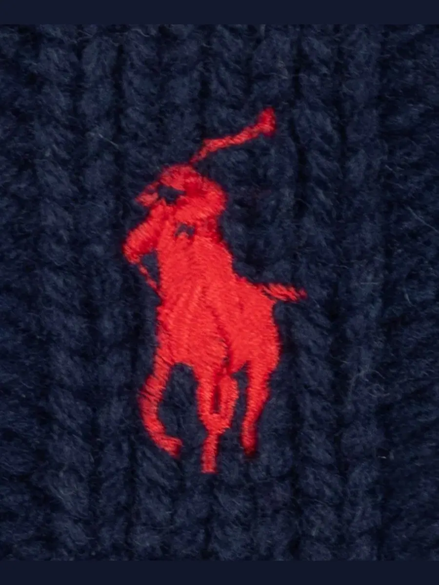 Вязаная шапка-бини с косами Polo Ralph Lauren — изображение 4 из 4, темно-синий