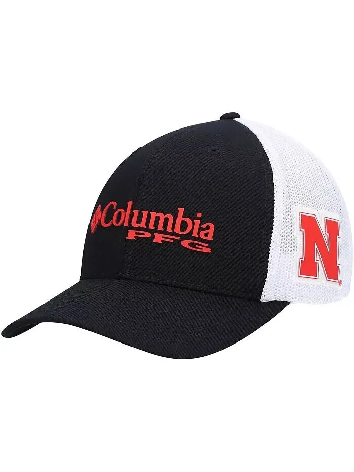 Мужская черная бейсболка Nebraska Huskers PFG Logo Snapback Columbia
