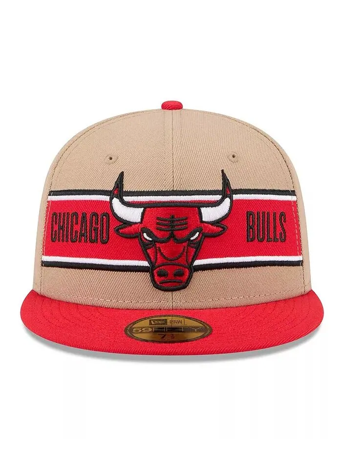 Мужская бежево-красная бейсболка Chicago Bulls 2024 NBA Draft 59FIFTY Fitted Hat New Era — изображение 4 из 4