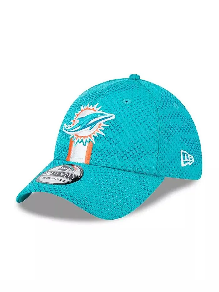 Мужская кепка Aqua Miami Dolphins 2024 Sideline 39THIRTY Flex New Era