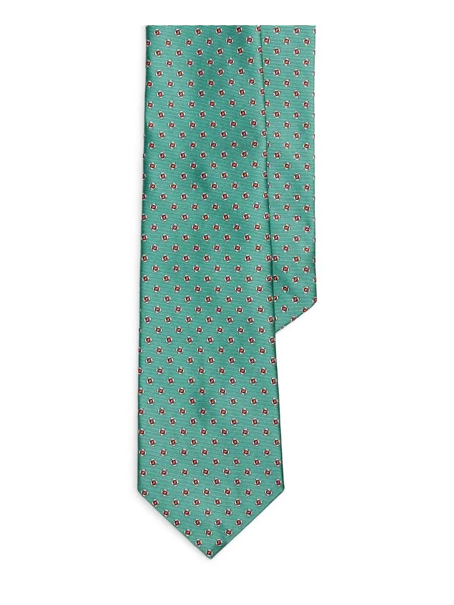 Галстук из шелка с геометрическим узором Men's Woven Signature Tie Polo Ralph Lauren — изображение 1 из 3, зеленый