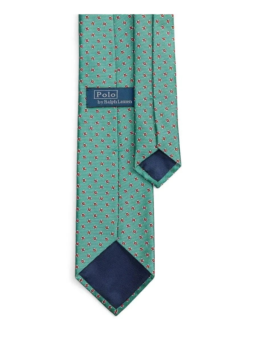 Галстук из шелка с геометрическим узором Men's Woven Signature Tie Polo Ralph Lauren — изображение 2 из 3, зеленый
