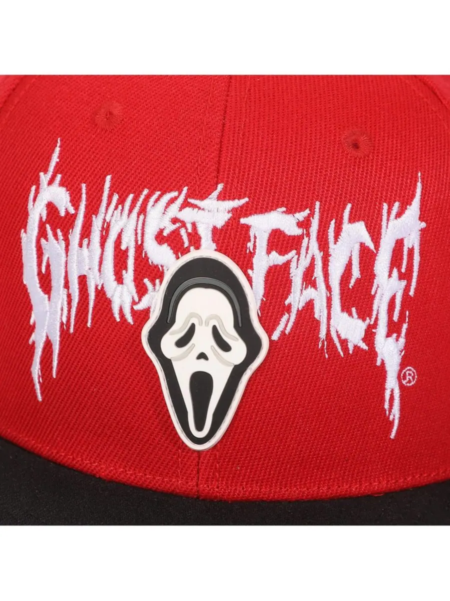 Мужская резиновая кепка с плоским козырьком и значком-маской, красная Ghostface — изображение 6 из 6, красный