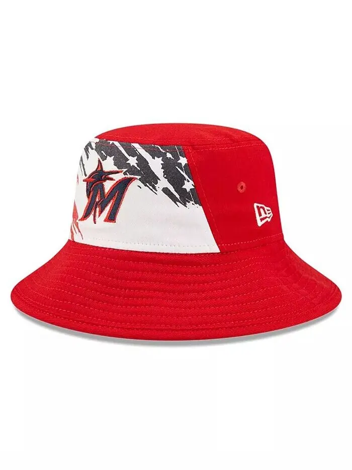 Мужская красная панама Miami Marlins 2022 4 июля New Era