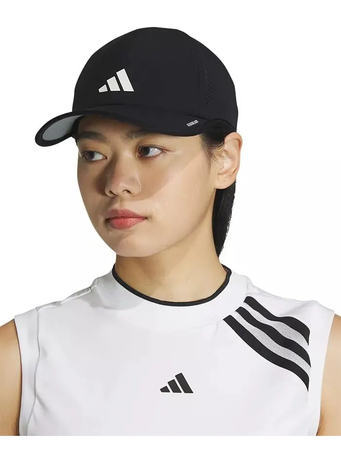 Женская суперлегкая регулируемая кепка с тремя полосками adidas — изображение 1 из 5, черный/белый