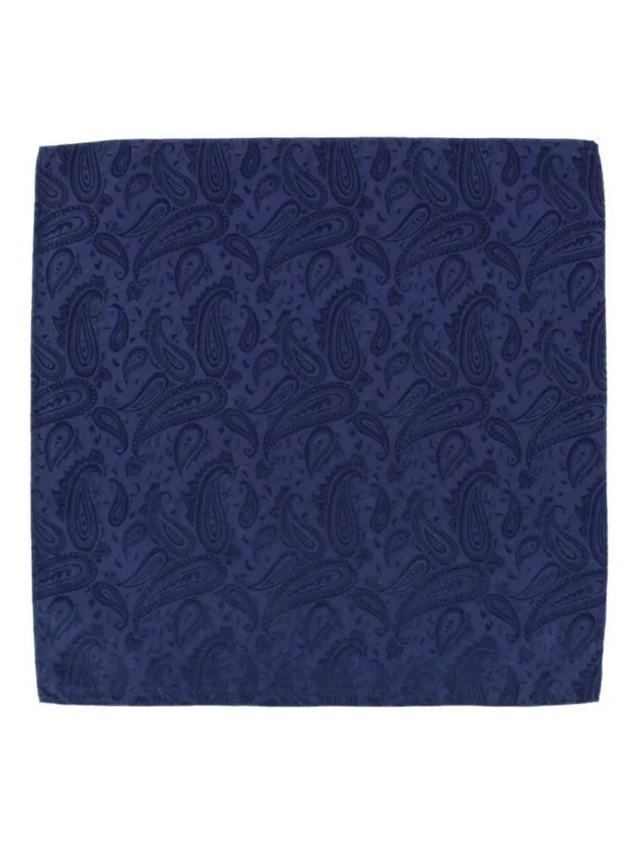 Комплект шелкового галстука и платка с узором пейсли Banbury Tone on Tone Paisley TRAFALGAR — изображение 5 из 6, темно-синий