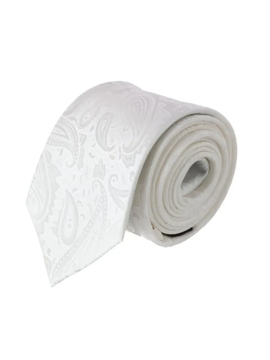 Комплект галстук и платок из шелка с узором пейсли Banbury Tone on Tone Paisley TRAFALGAR — изображение 2 из 6, белый