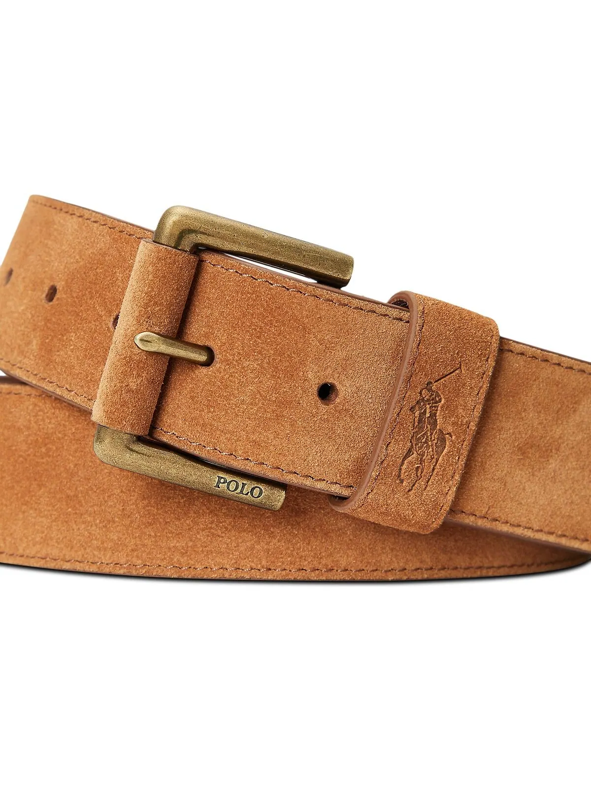 Мужской замшевый ремень с роликовой пряжкой Polo Ralph Lauren — изображение 2 из 2, бежевый