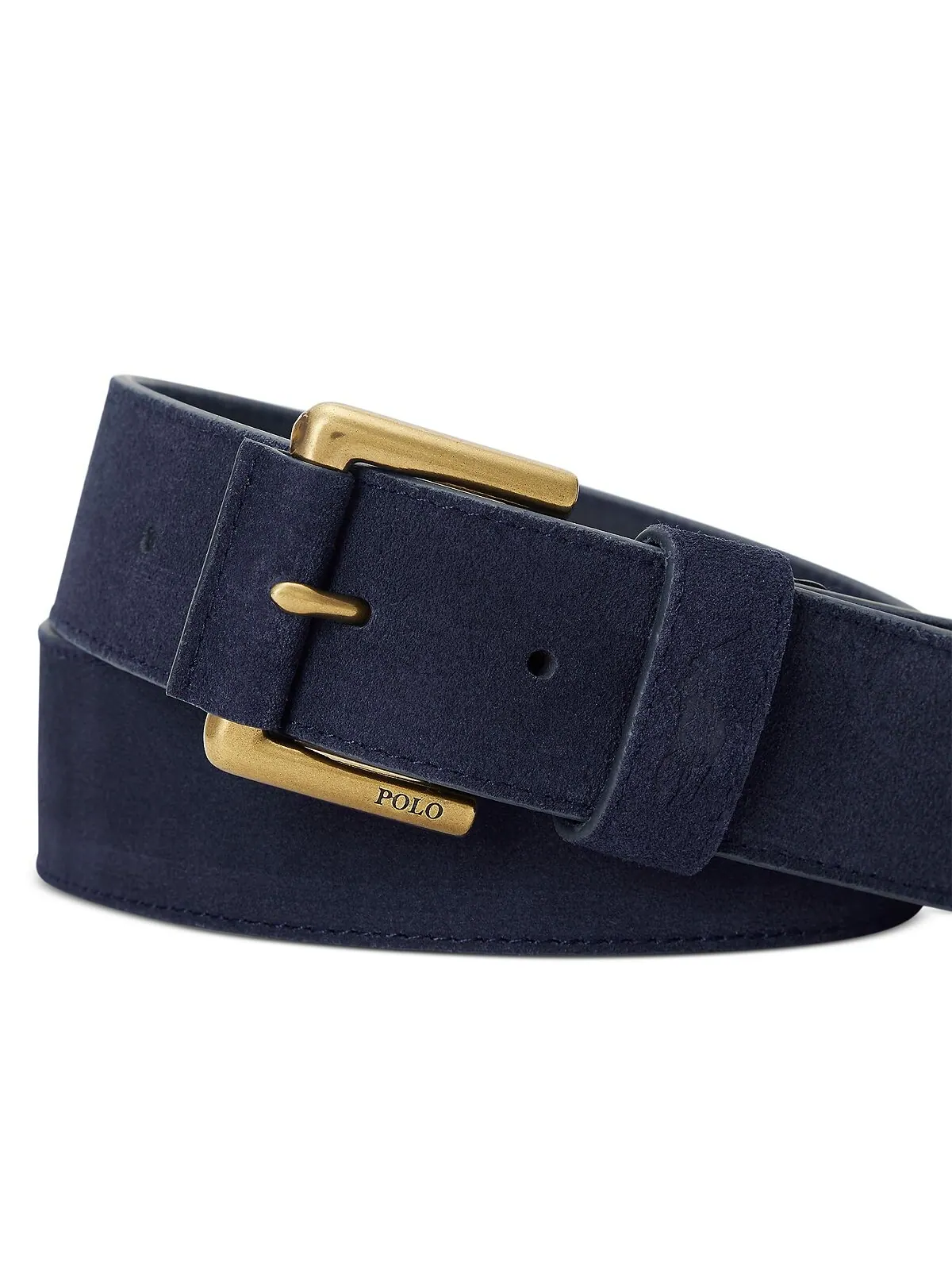Мужской замшевый ремень с роликовой пряжкой Polo Ralph Lauren — изображение 2 из 2, темно-синий