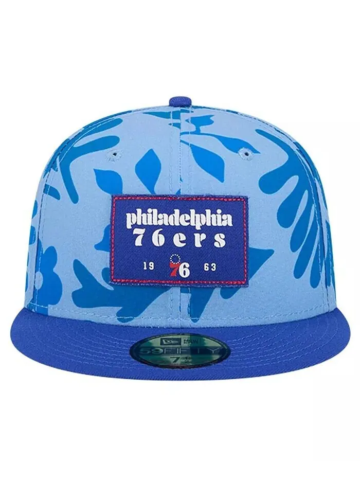 Мужская приталенная шляпа Royal Philadelphia 76ers Palm Fronds 2-Tone 59FIFTY New Era — изображение 2 из 4, королевский