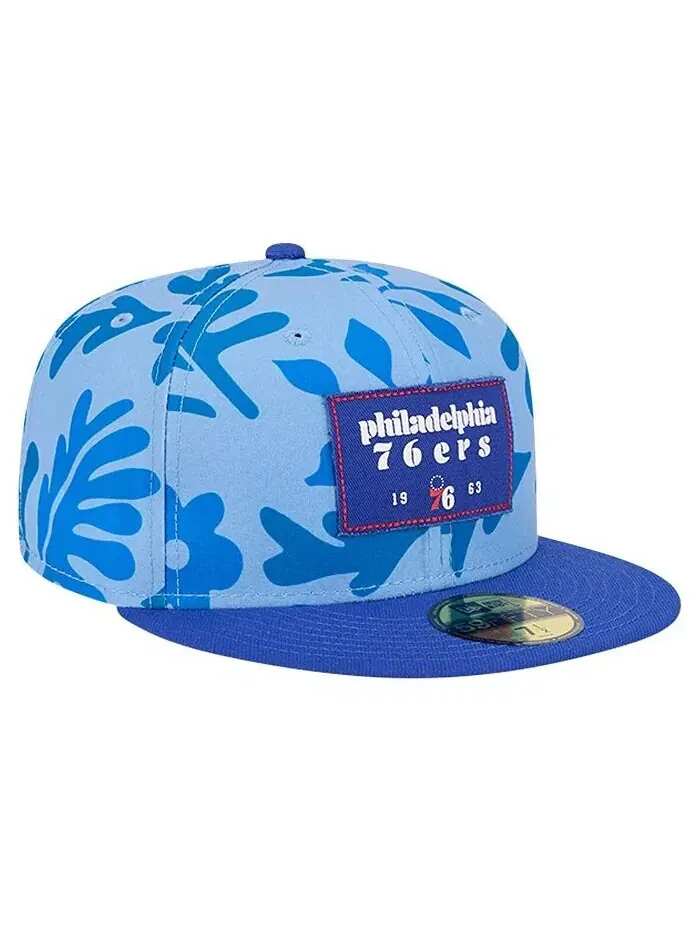 Мужская приталенная шляпа Royal Philadelphia 76ers Palm Fronds 2-Tone 59FIFTY New Era — изображение 4 из 4, королевский