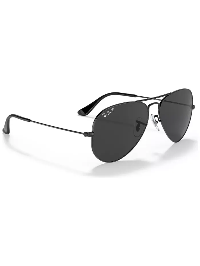 Унисекс поляризованные солнцезащитные очки авиаторы Total Black, RB3025 Ray-Ban — изображение 4 из 6, черный