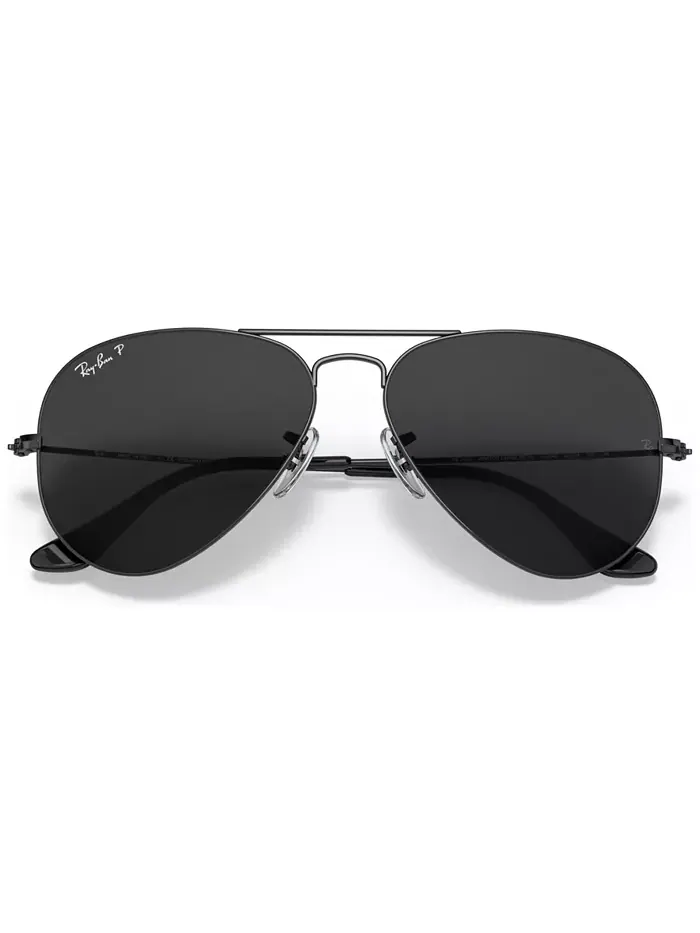 Унисекс поляризованные солнцезащитные очки авиаторы Total Black, RB3025 Ray-Ban — изображение 6 из 6, черный