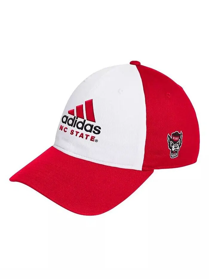 Мужская белая/красная регулируемая шляпа NC State Wolfpack с напуском Adidas