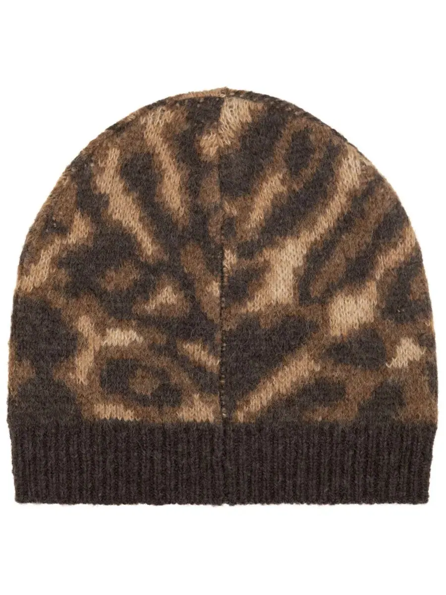 Вязаная шапка-бини с узором Ocelot Pattern Lauren Ralph Lauren — изображение 2 из 4, темный коричневый