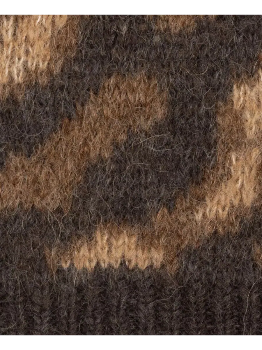 Вязаная шапка-бини с узором Ocelot Pattern Lauren Ralph Lauren — изображение 3 из 4, темный коричневый