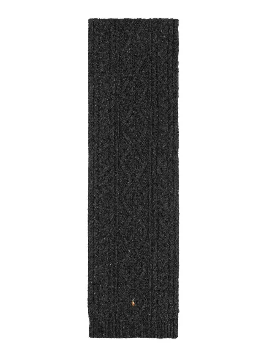 Шарф из шерстяной смеси Aran Tweed Polo Ralph Lauren — изображение 3 из 4, темно-серый