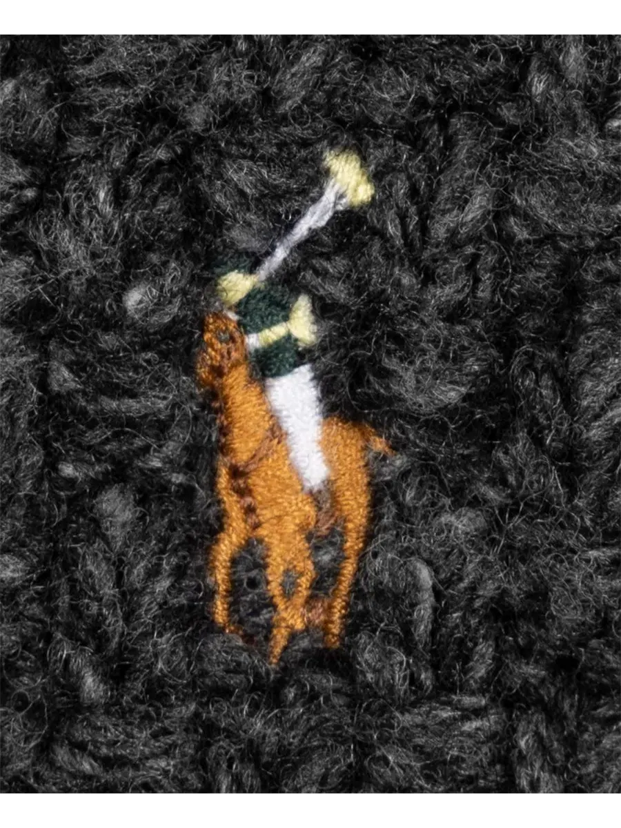 Шарф из шерстяной смеси Aran Tweed Polo Ralph Lauren — изображение 4 из 4, темно-серый