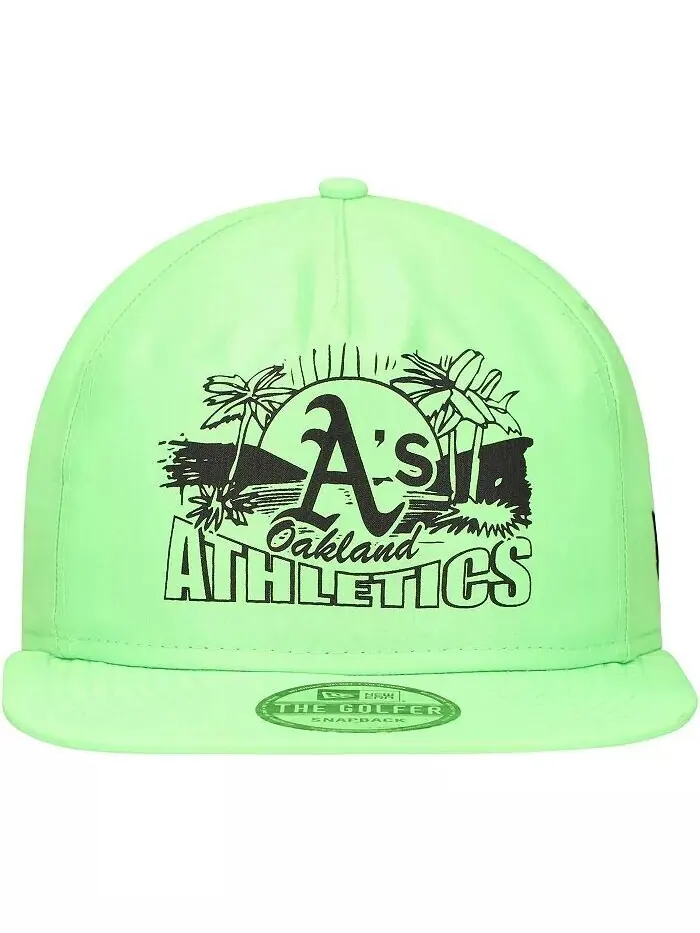 Мужская зеленая неоновая кепка для гольфиста Oakland Athletics Snapback New Era — изображение 2 из 4, зеленый