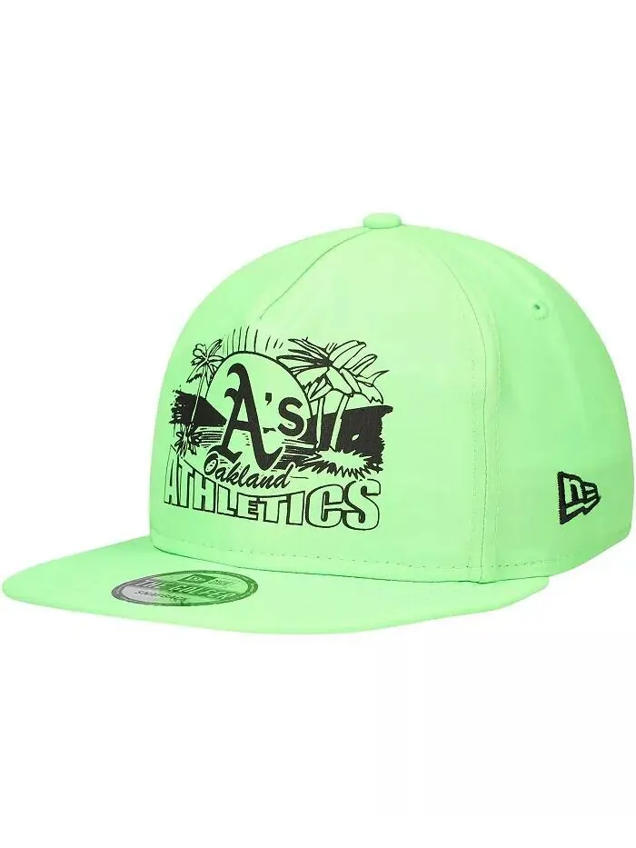 Мужская зеленая кепка-кнопка для гольфа Oakland Athletics Neon New Era