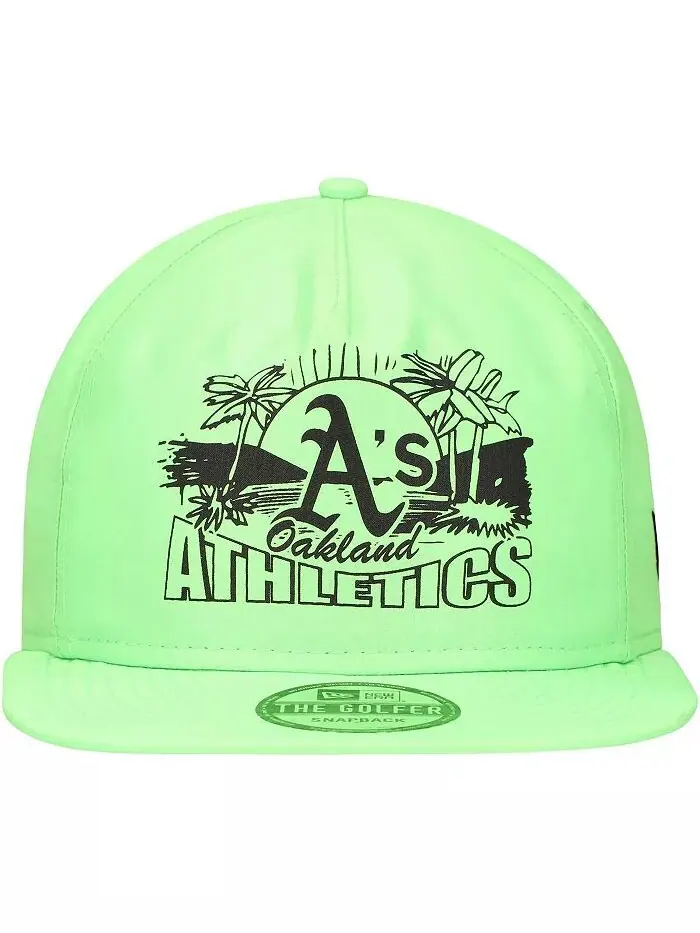 Мужская зеленая кепка-кнопка для гольфа Oakland Athletics Neon New Era — изображение 2 из 4