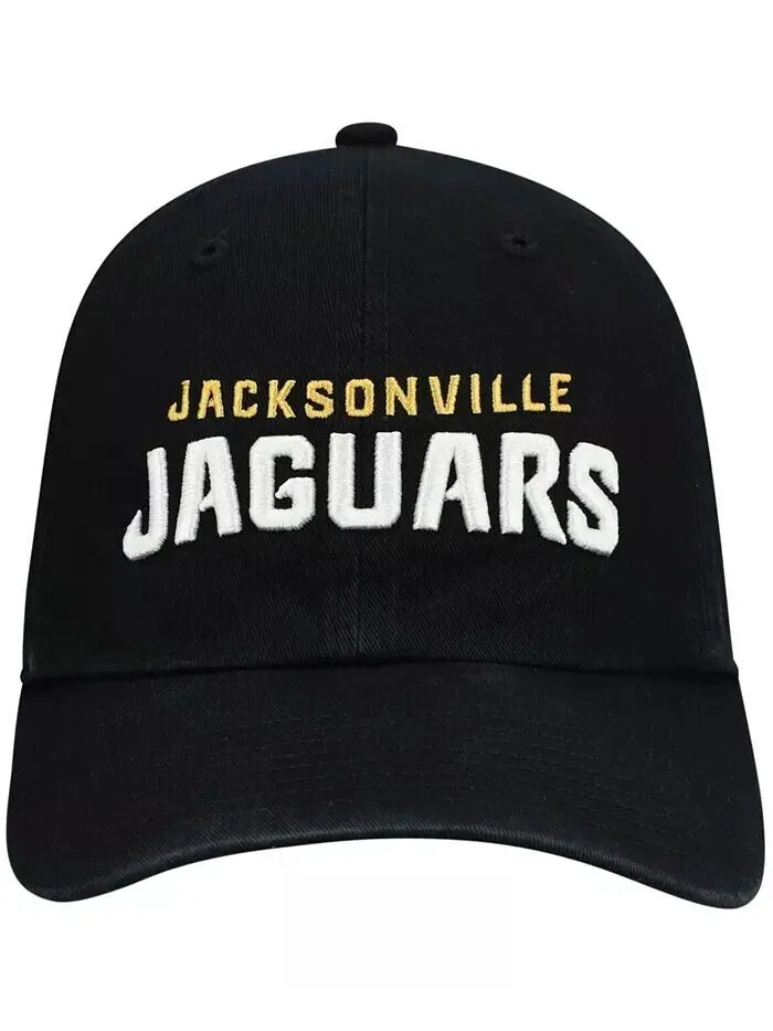 Мужская черная регулируемая шляпа Jacksonville Jaguars Clean Up Script '47 Brand — изображение 3 из 5, черный
