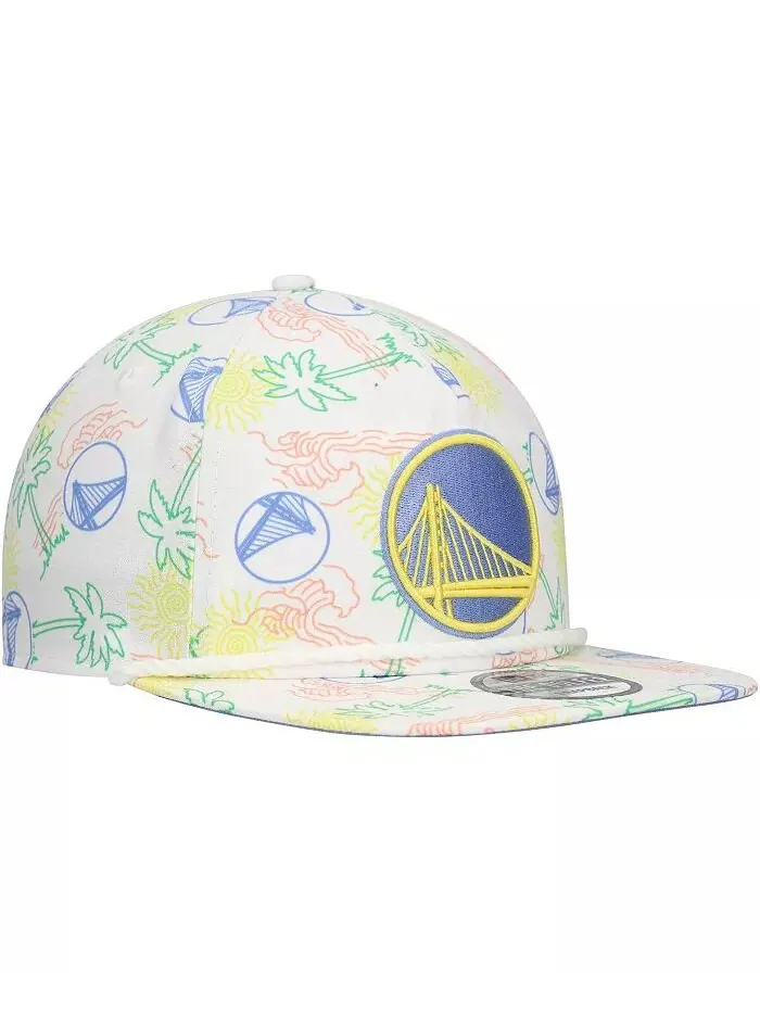 Мужская белая регулируемая кепка для гольфа Golden State Warriors Palm Trees and Waves New Era — изображение 3 из 4