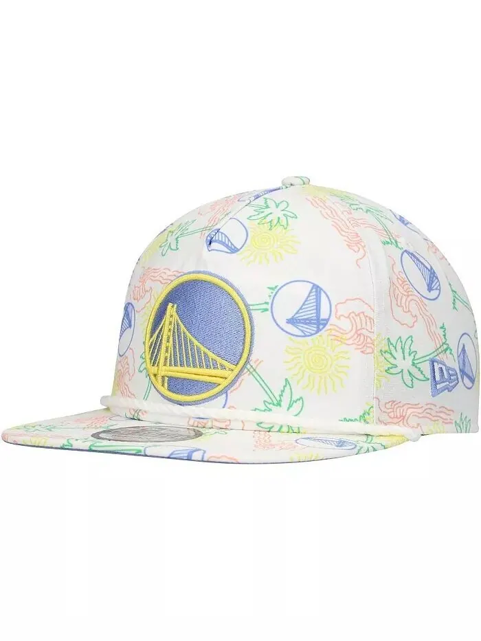 Мужская белая регулируемая кепка Golden State Warriors Palm Trees and Waves Golfer New Era — изображение 1 из 4, белый