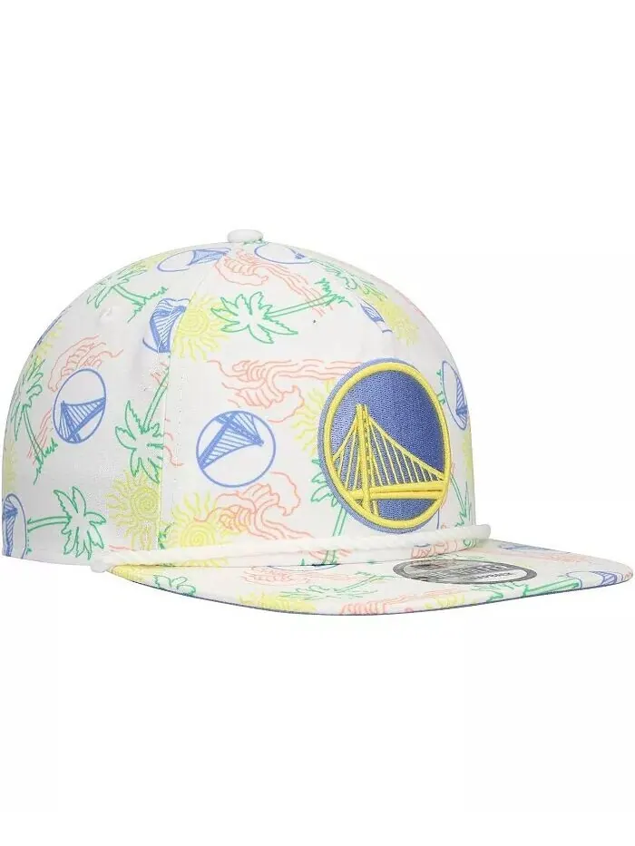 Мужская белая регулируемая кепка Golden State Warriors Palm Trees and Waves Golfer New Era — изображение 3 из 4, белый