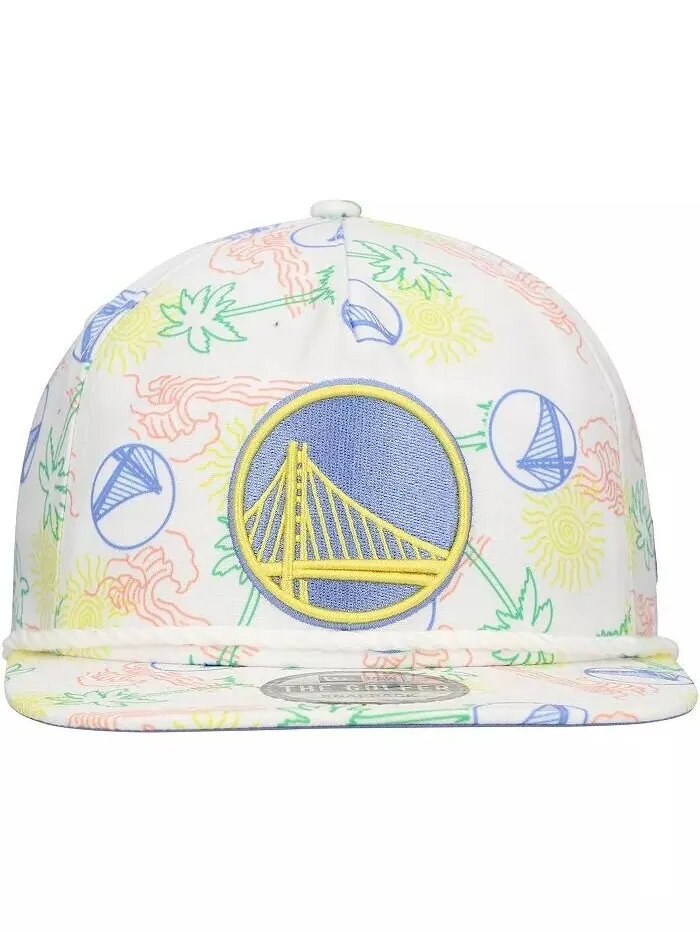 Мужская белая регулируемая кепка Golden State Warriors Palm Trees and Waves Golfer New Era — изображение 4 из 4, белый