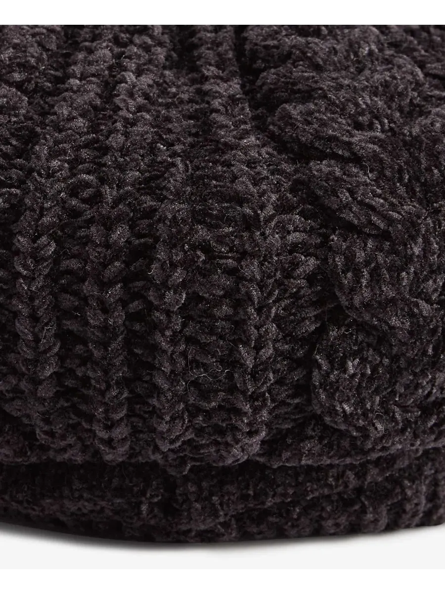 Вязаная шапка-бини из синели с косами, модель Slouchy Chenille Cable-Knit Cabbie Hat Style & Co — изображение 3 из 5, черный