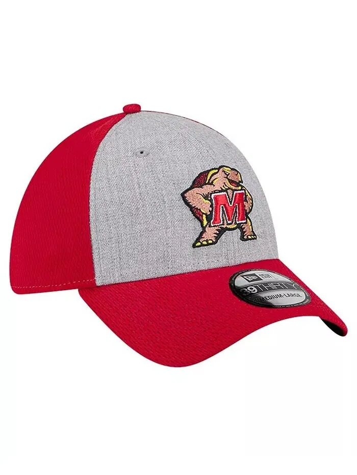 Мужская кепка Maryland Terrapins двухцветная 39THIRTY Flex серо-красного цвета New Era — изображение 2 из 4