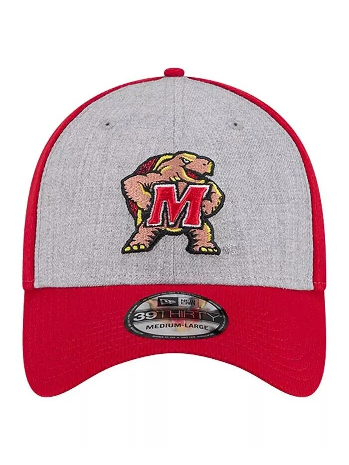 Мужская кепка Maryland Terrapins двухцветная 39THIRTY Flex серо-красного цвета New Era — изображение 4 из 4
