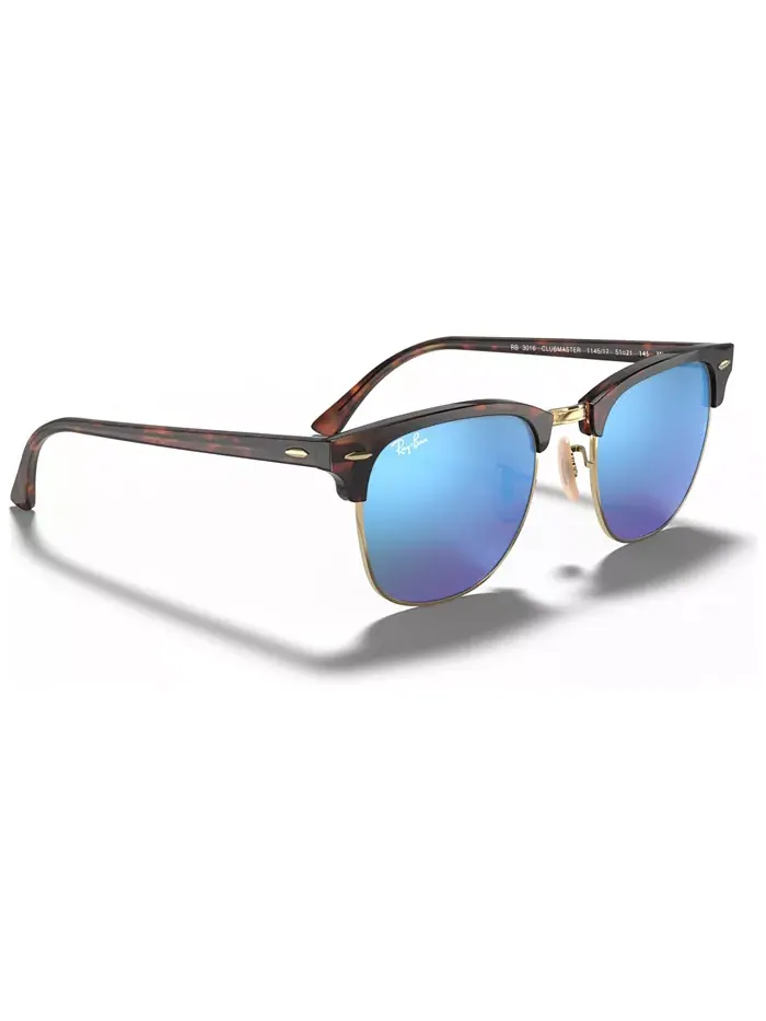 Унисекс солнцезащитные очки, RB3016 CLUBMASTER MINERAL FLASH LENSES Ray-Ban — изображение 3 из 10, синий