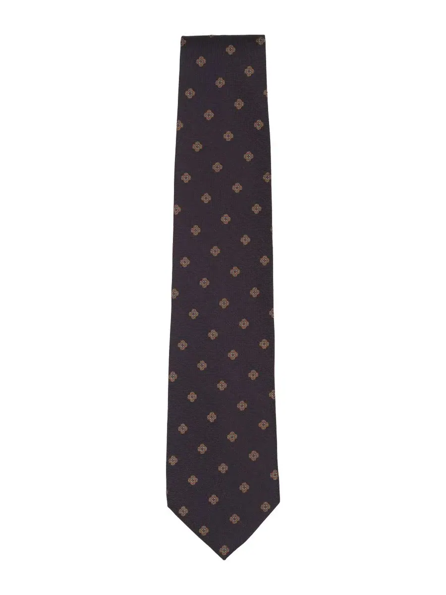 Галстук с узором Spaced Foulard Floral Brooks Brothers — изображение 2 из 3, коричневый